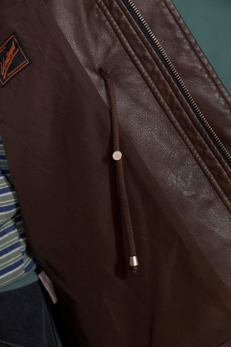 WASHED LEATHER FIELD JACKET / BROWN