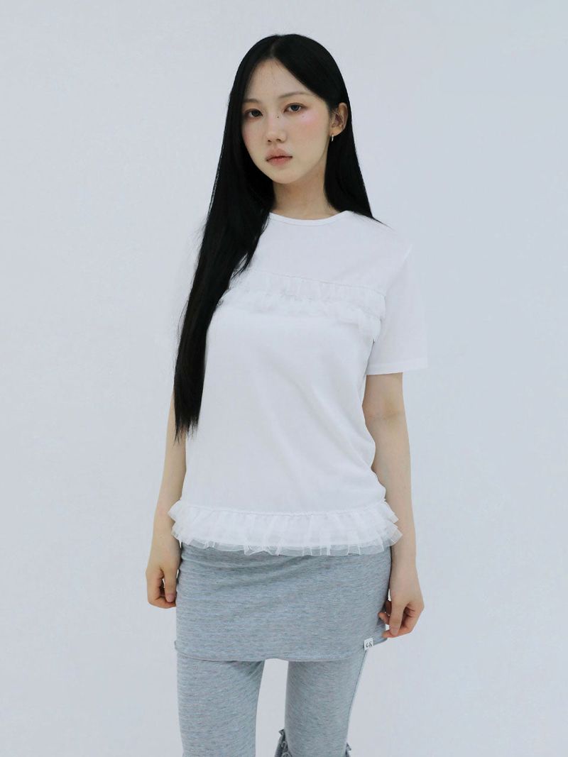 FRILL CANCAN T-SHIRT(WHITE)