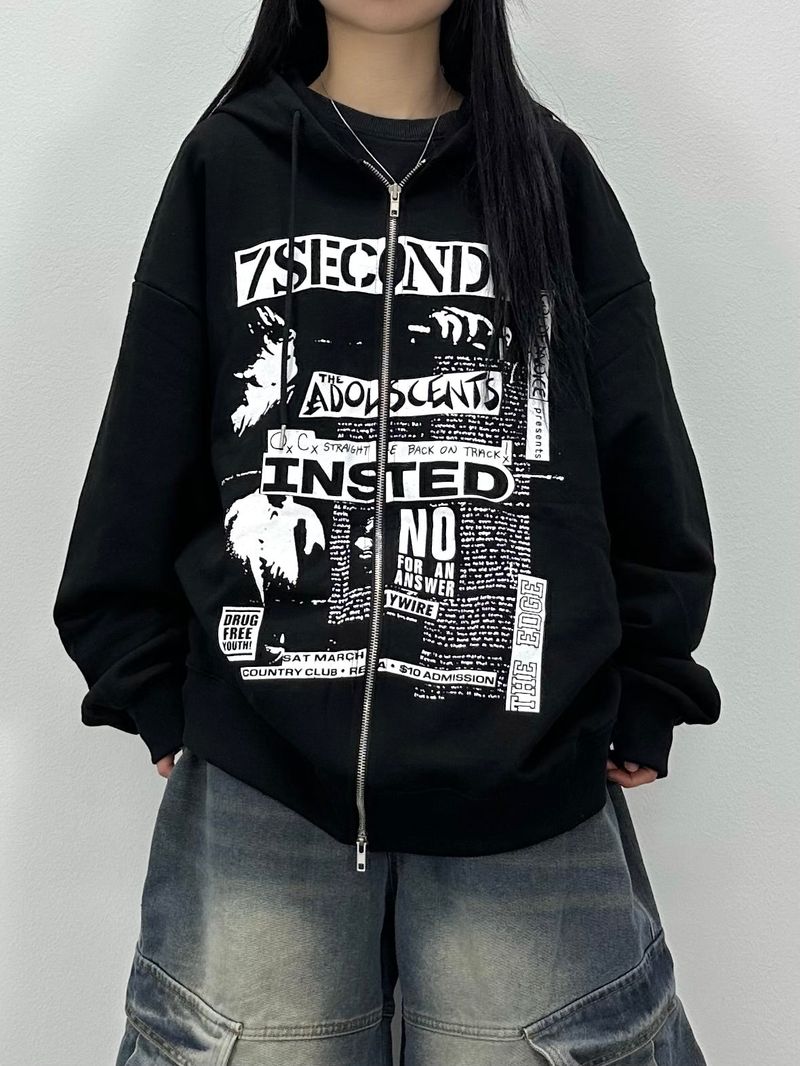 toon hooded zip-up
