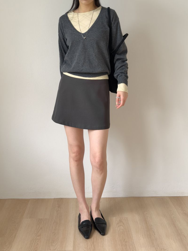 Checked Slim Long Sleeve T-shirt