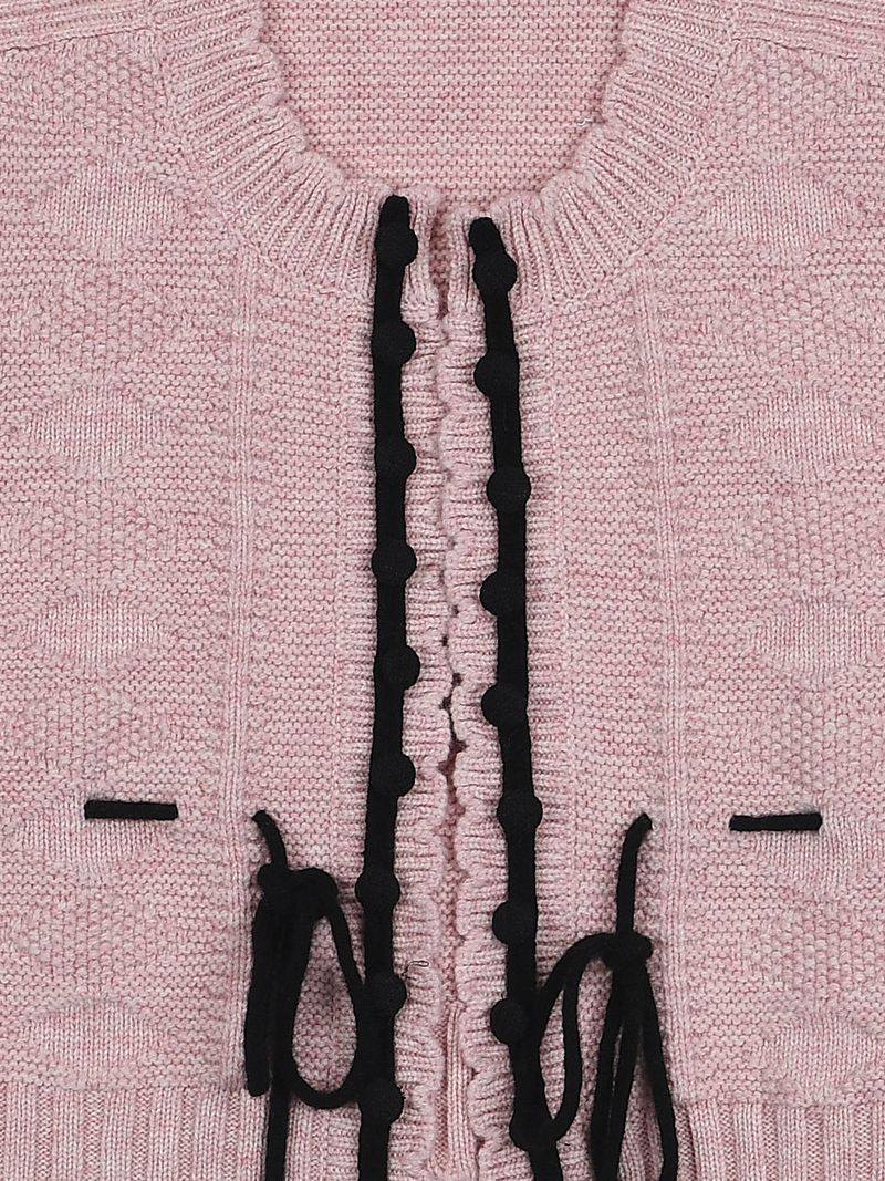Petite Ribbon Knit Vest (Pink)