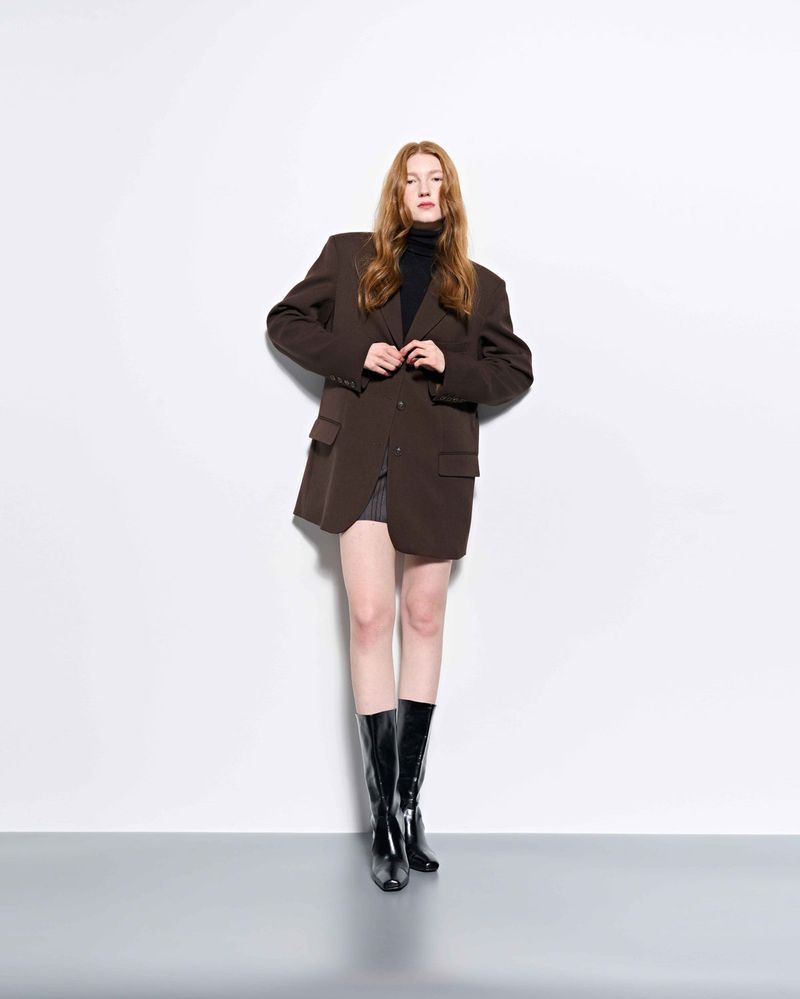 Back Patch Oversized Blazer _ Brown