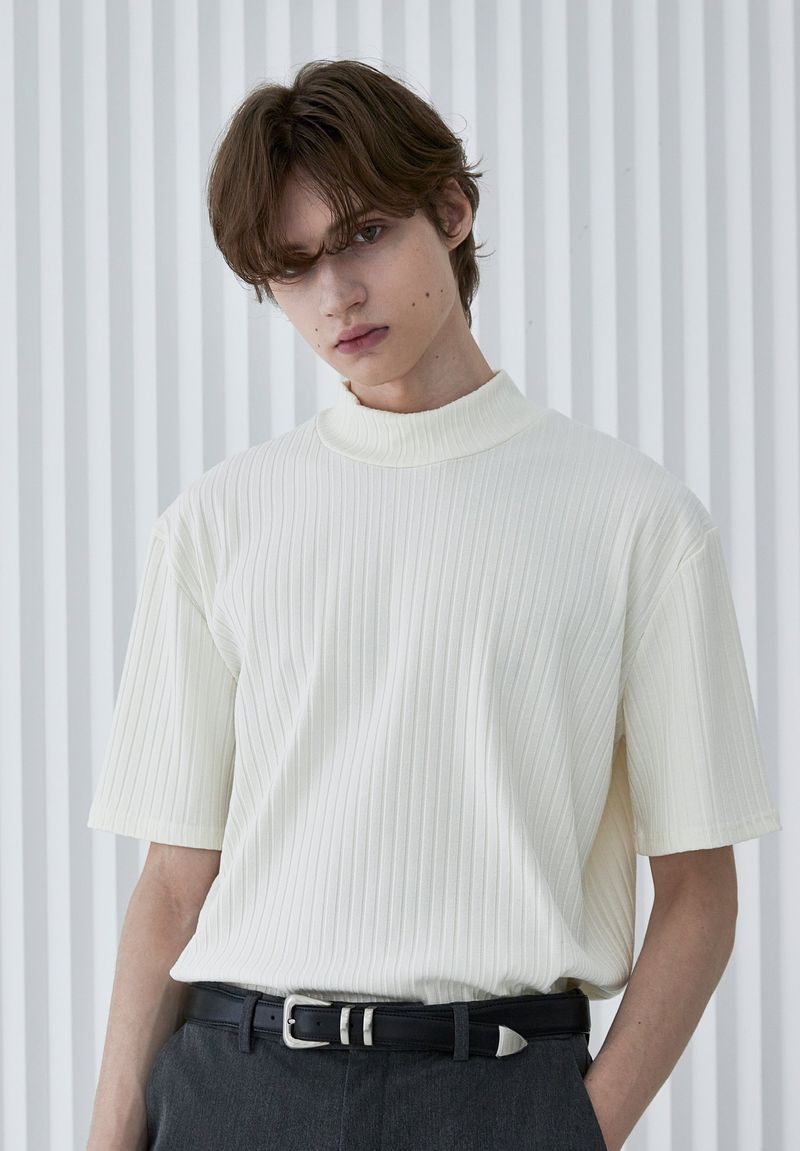 S SY(エスエスワイ)の「RIB MOCK NECK HALF T-SHIRT IVORY(Tops)」