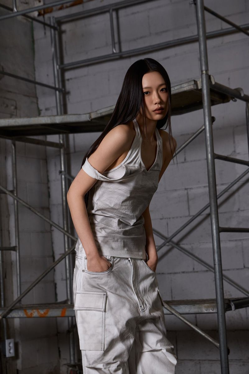 Dirty Washed Layered Halter Neck - White