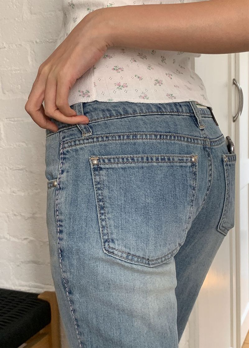 PINK STITCH LOW BOOTS CUT DENIM