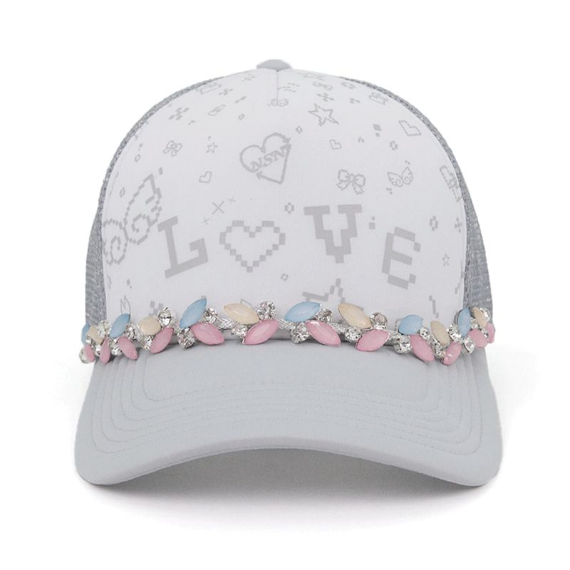 neversaynever®︎（ネバーセイネバー）の「ピクセルジュエリー メッシュキャップ -ライトグレー-（Hats）」