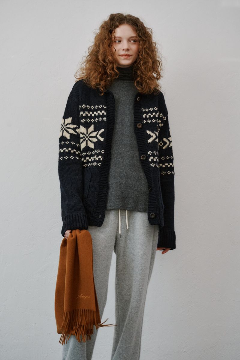 Fringe wool muffler (Red)