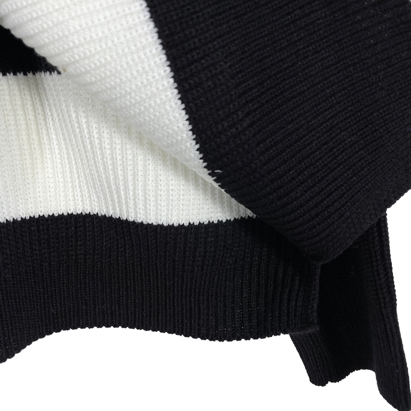 Stripe Warmer Hood-Knitwear