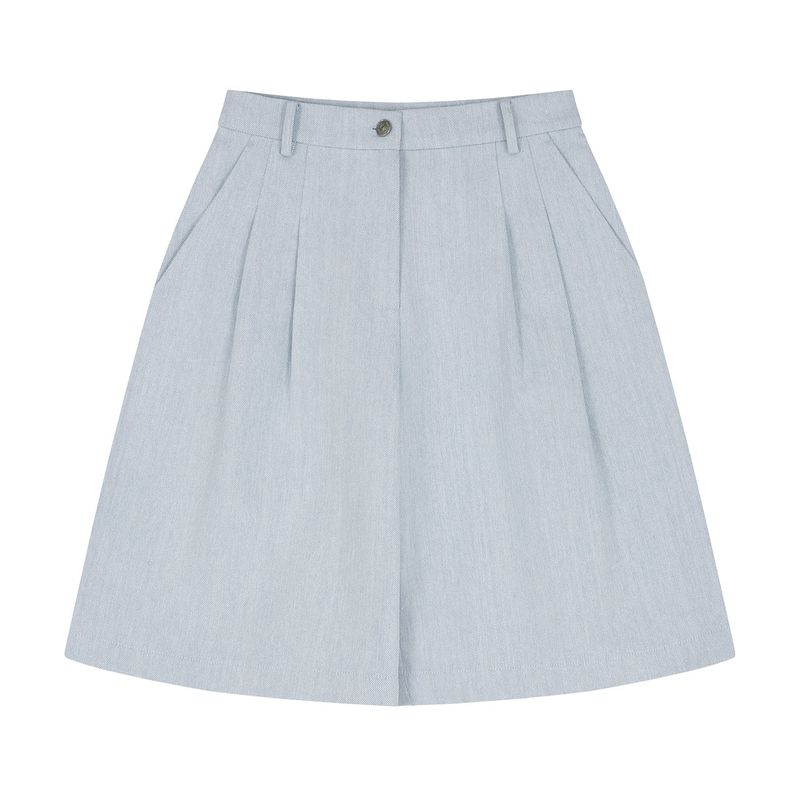 Cotton Washing Half Pants Blue