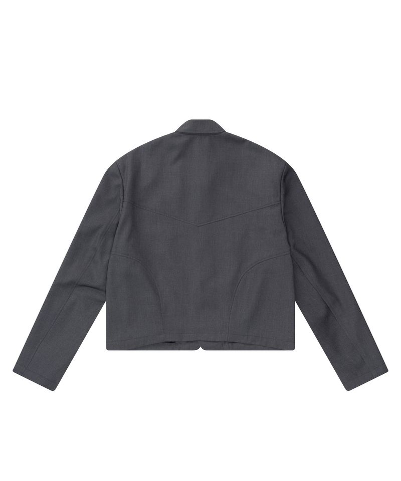 Hem Button Crop Jacket (Gray)