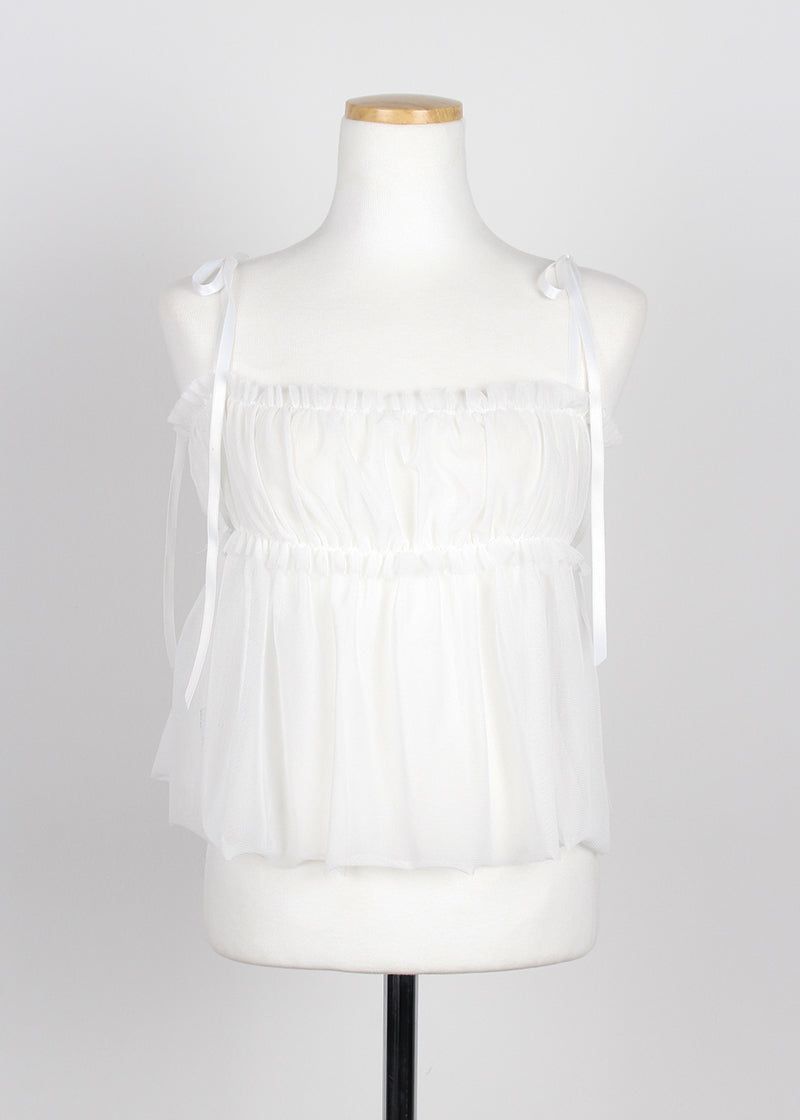 MESH SHIRRING TOP