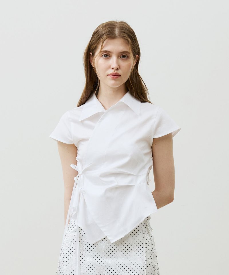 ARIKIM（アリキム）の「HALO WRAP CAP SLEEVE SHIRT / WHITE（Tops）」