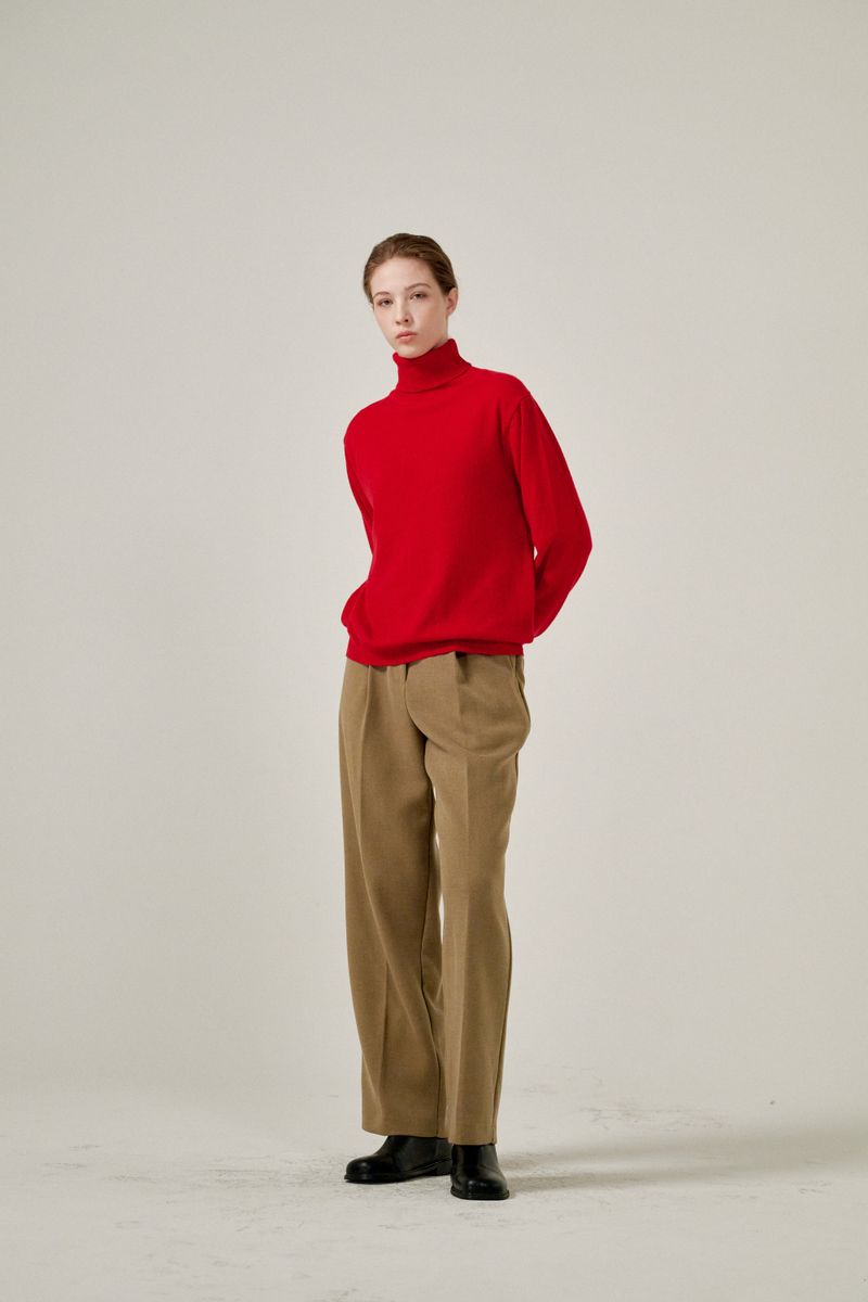 Cashmere turtle neck knit (Red)