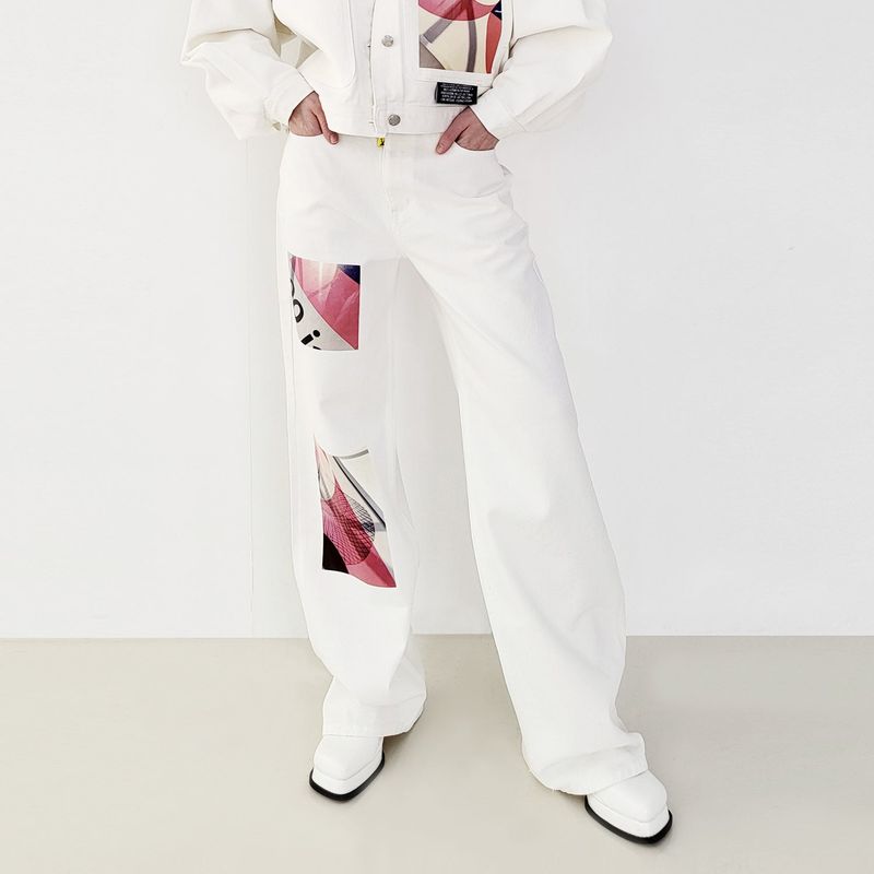 [RECYCLE COTTON] PRINTED STRAIGHT PANTS_WHITE