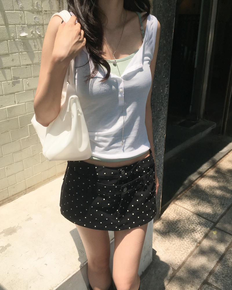 Dot double waist skirt pants