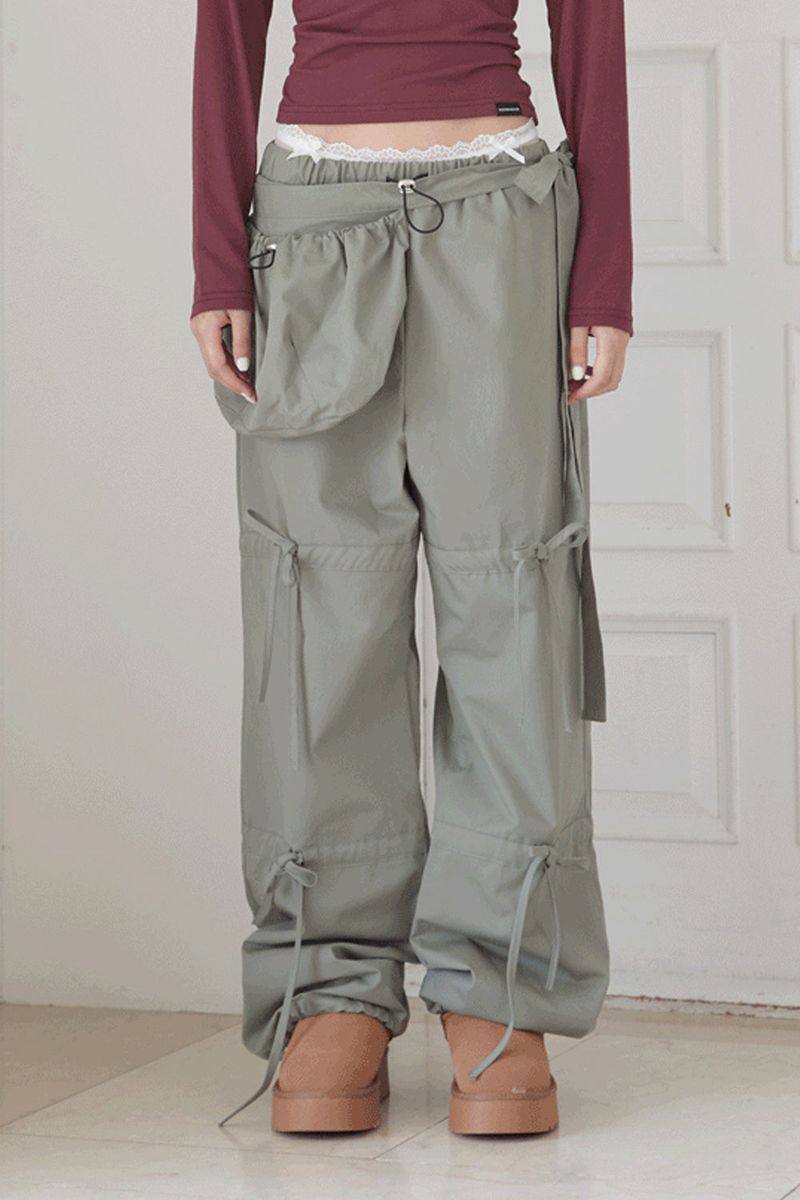  RIBBON STRING PANTS .WITH BAG (KHAKI)