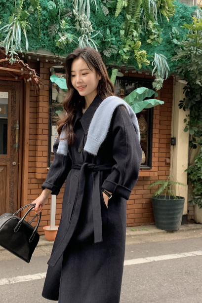 [SHOPPERMADE] ハンドメイドシングルロングウールコート (3color)