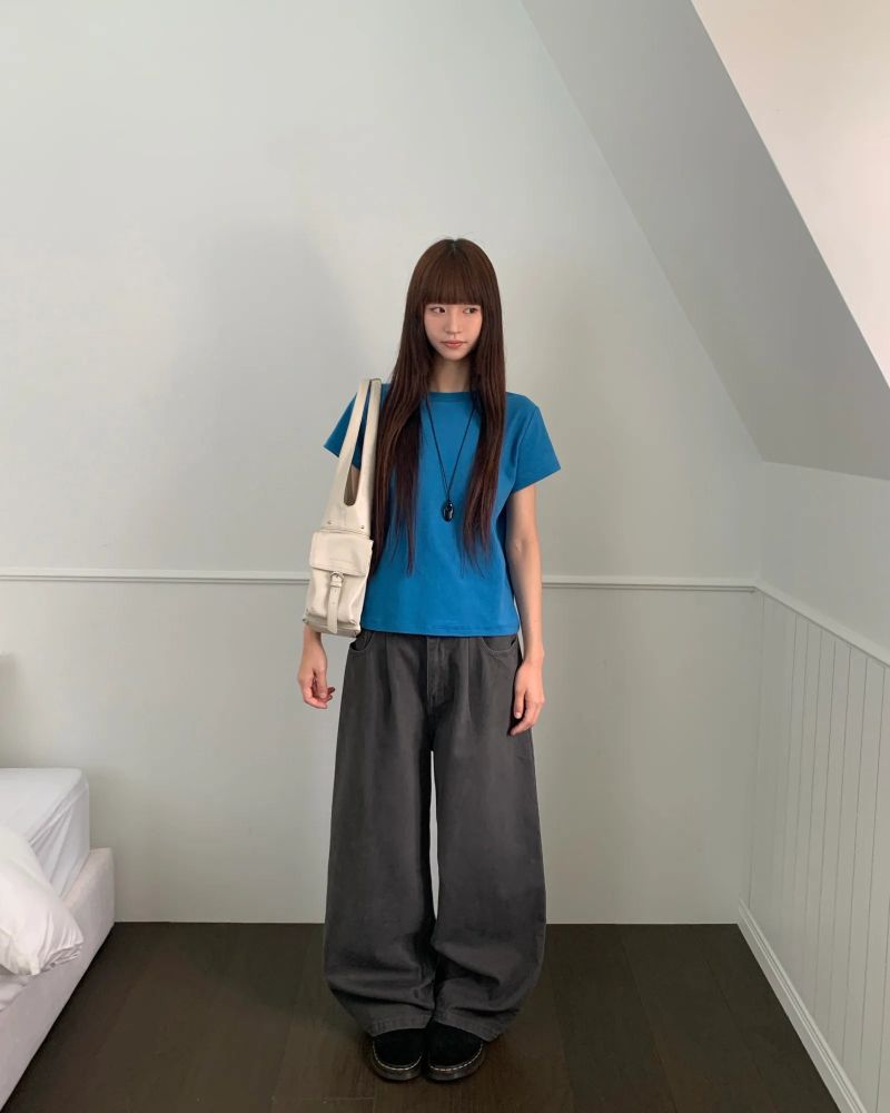 [ORIGINAL] Grain Pintuck Low-Rise Wide Pants