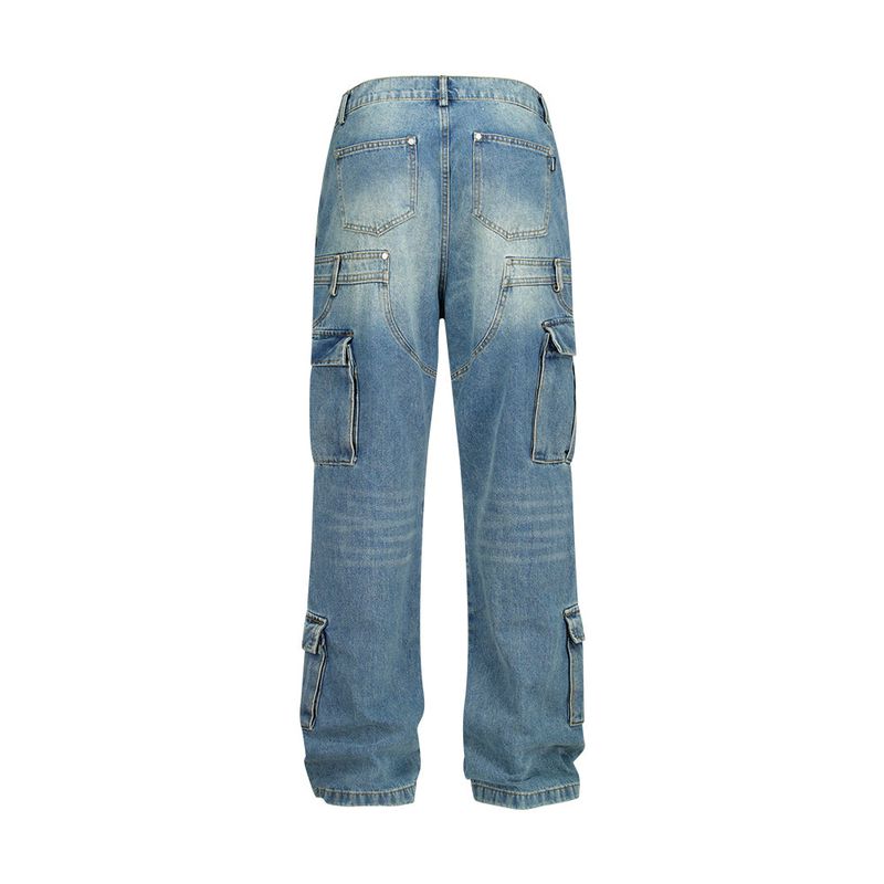 Semi Flare Washed Denim Pants_Blue
