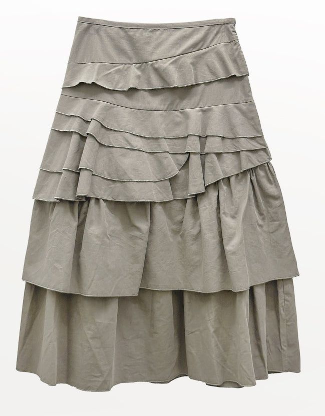 Anple Unbalanced Frill Tiered Skirt