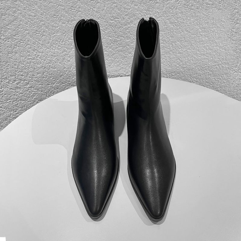 Leather stiletto ankle boots (Black)