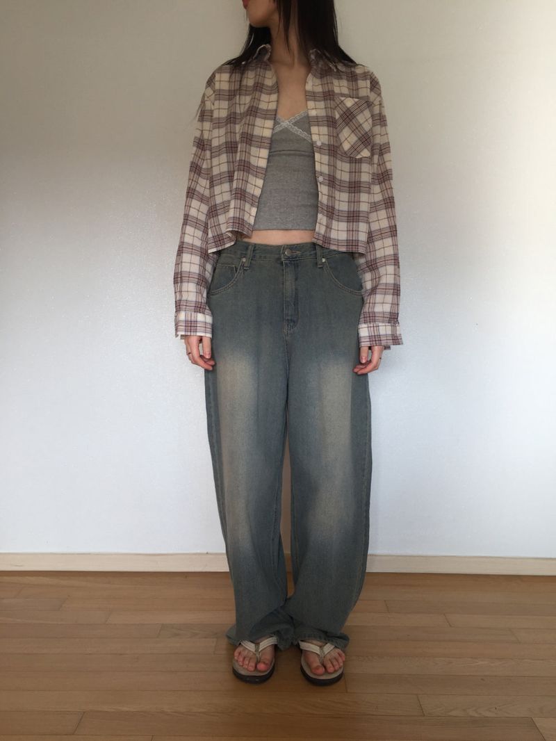 Check crop shirt (2 colors)