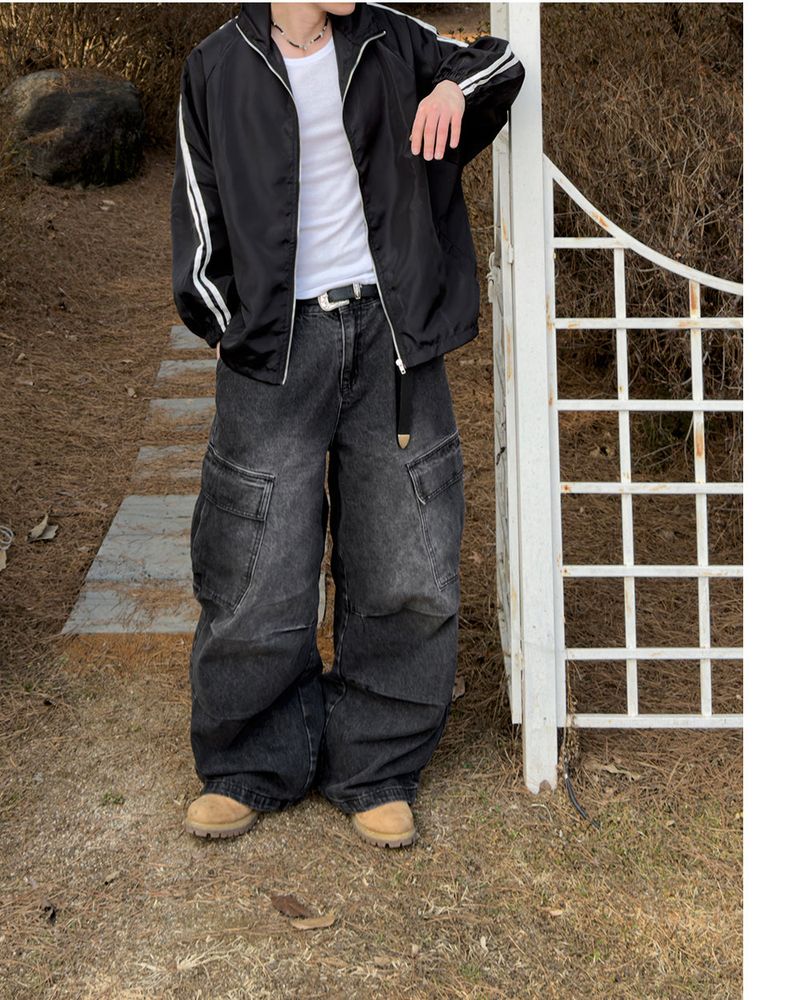 Bare Washed Wide Cargo Denim