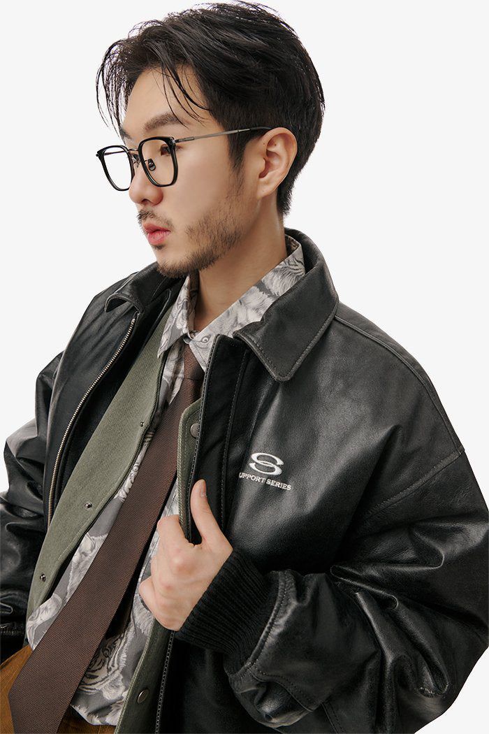 SUPPORT SERIES COWHIDE CRACK JACKET BLACK