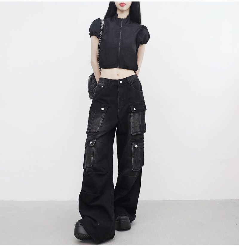 Amuah Crop String Half Zip-Up