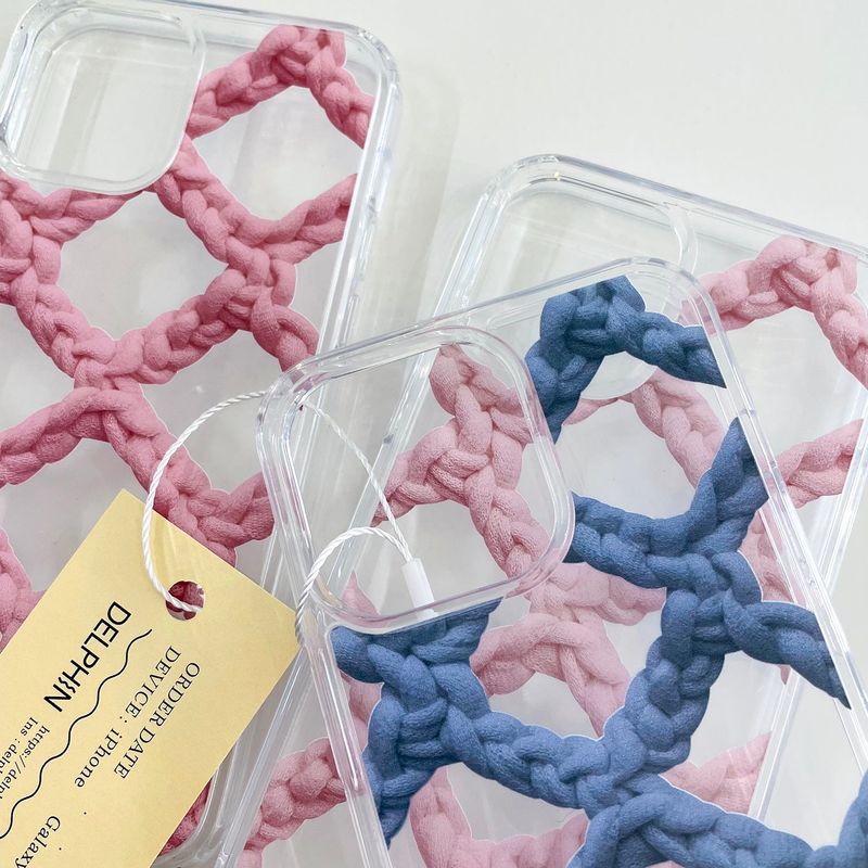 CROCHET NET PHONE CASE_PINK