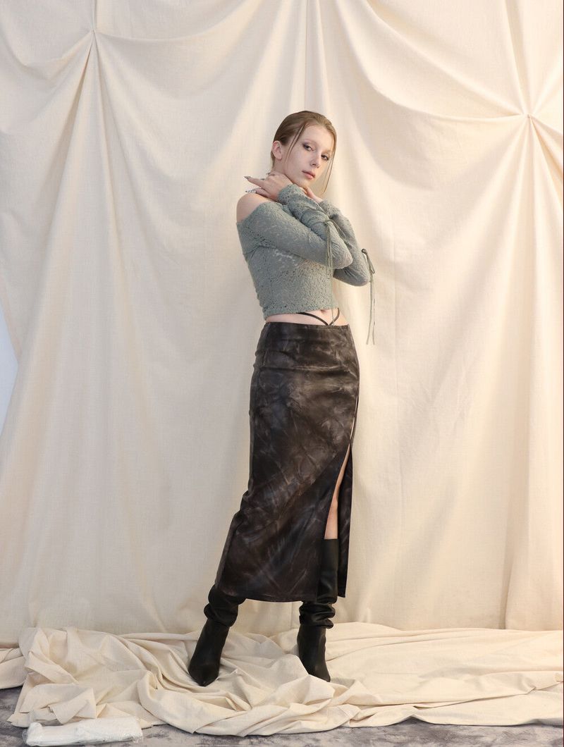 SLIT MAXI SKIRT[tie-die]
