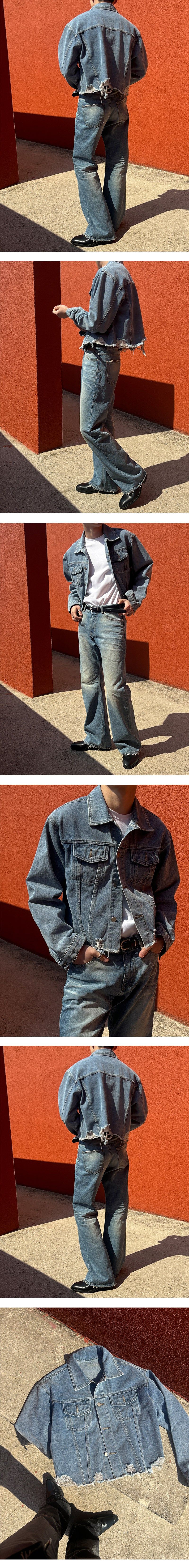 [S/S] Crop damage denim jacket(2color)