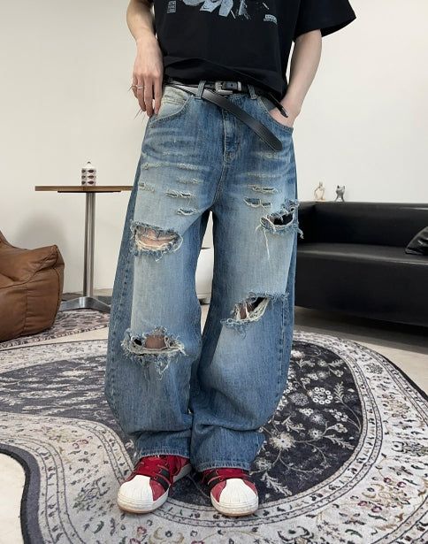 SATIIIZ（サティーズ）の「Caen Damaged Wash Denim Pants（Pants）」