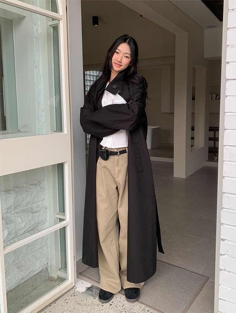 HIGH NECK MAXI TRENCH COAT (3C)