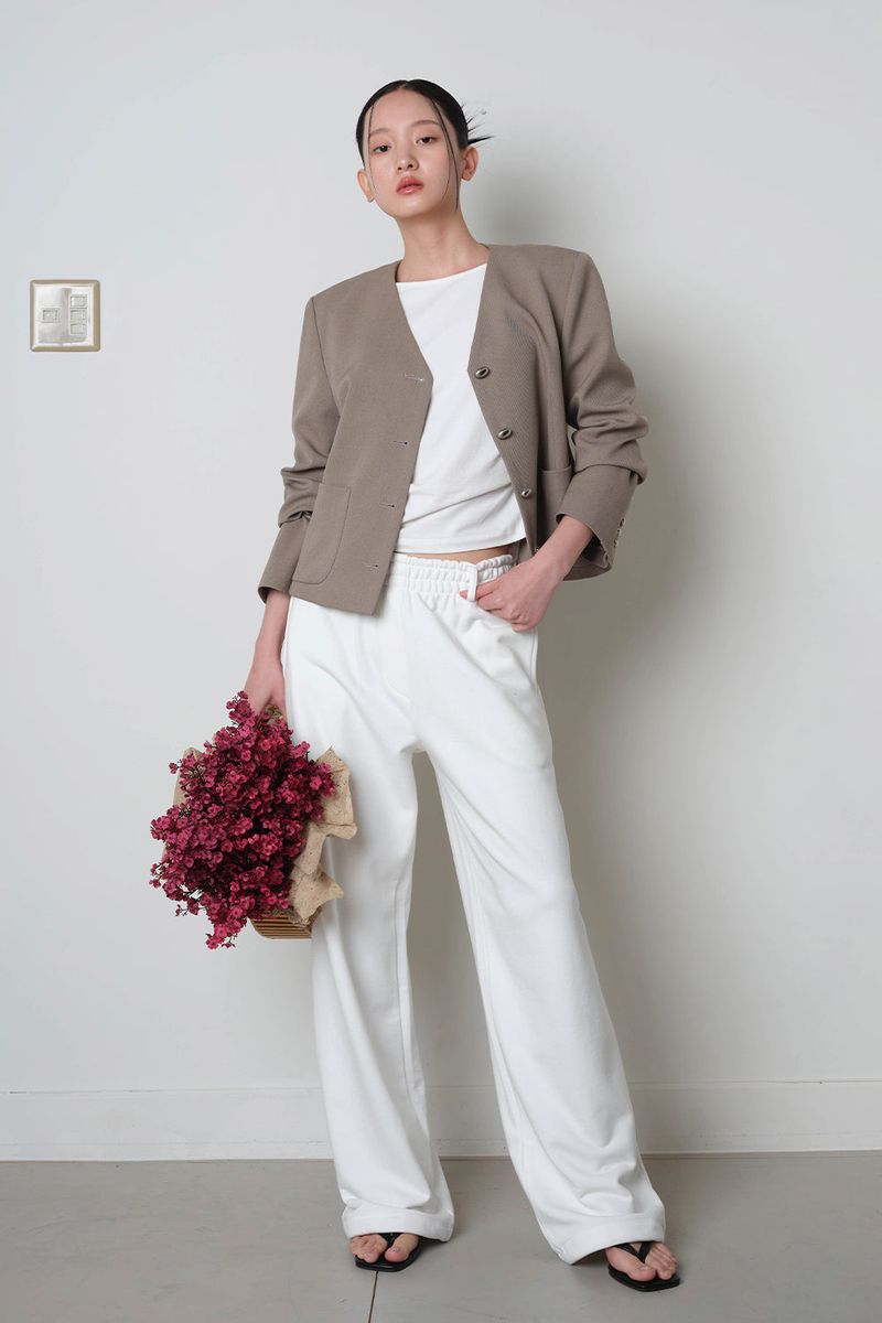 Pebble Button Twill Jacket_Beige