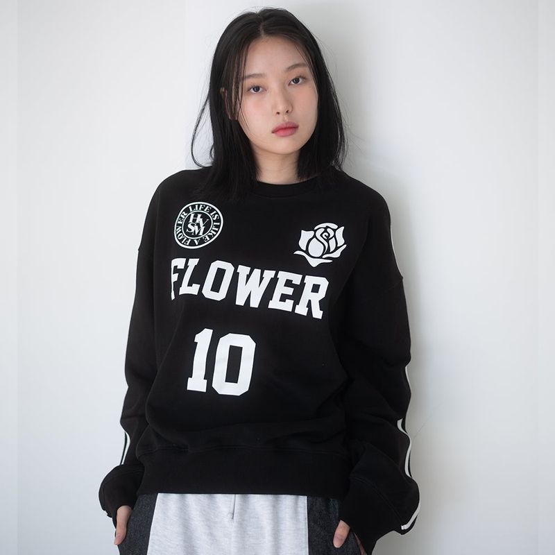 HAVISM（ハヴィズム）の「OVERSIZE FOOTBALL TEAM SWEATSHIRT(BLACK)（Tops）」