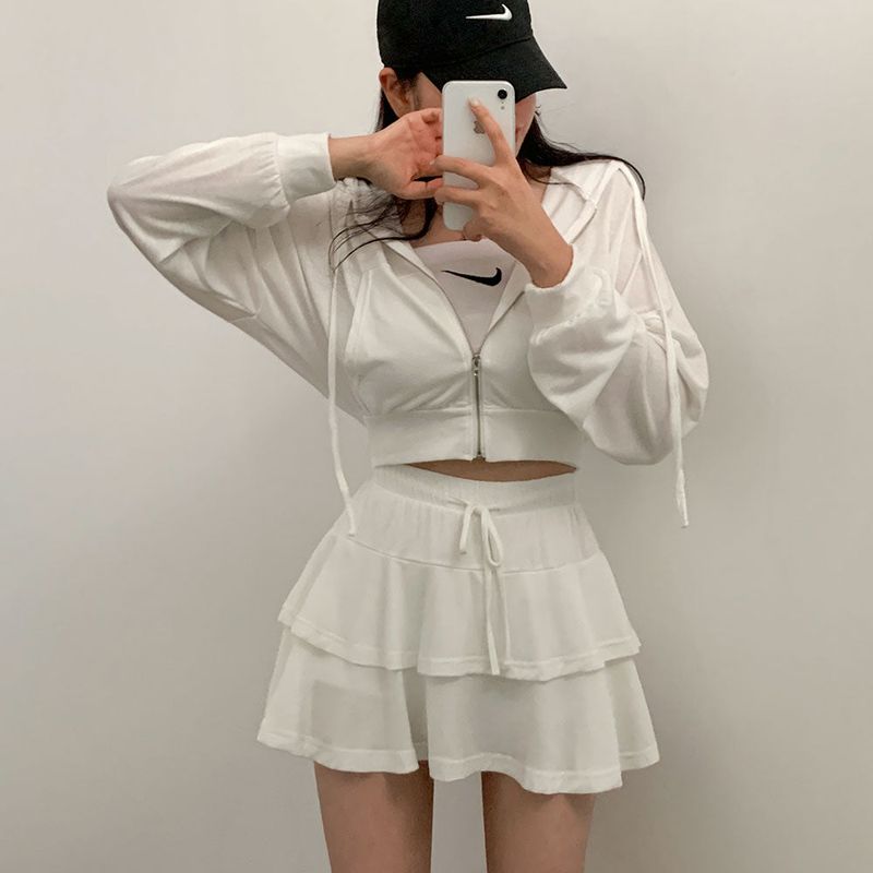 [Bellide made] skirt + hooded zip-up set