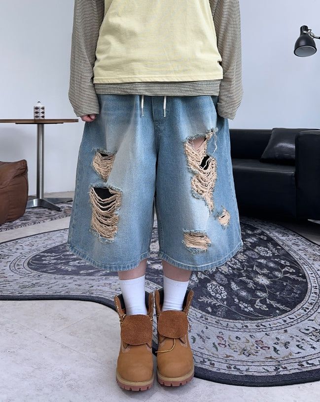 SATIIIZ（サティーズ）の「Arpa Damaged Bermuda Denim Pants（Pants）」
