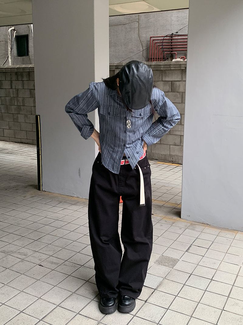 STUD FLAP COTTON JEANS