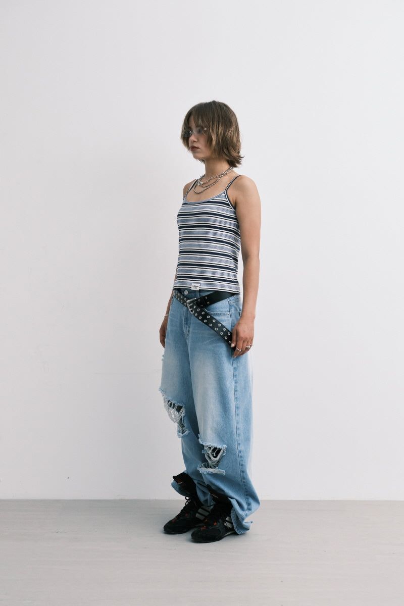 stripe sleeveless (blue)