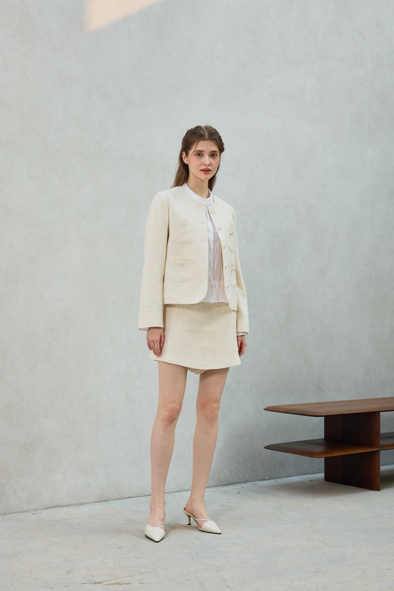CHERISH TWEED SKIRT PANTS / WHITE