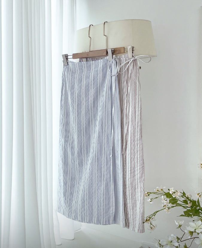 Neo Stripe Wrap Long Skirt