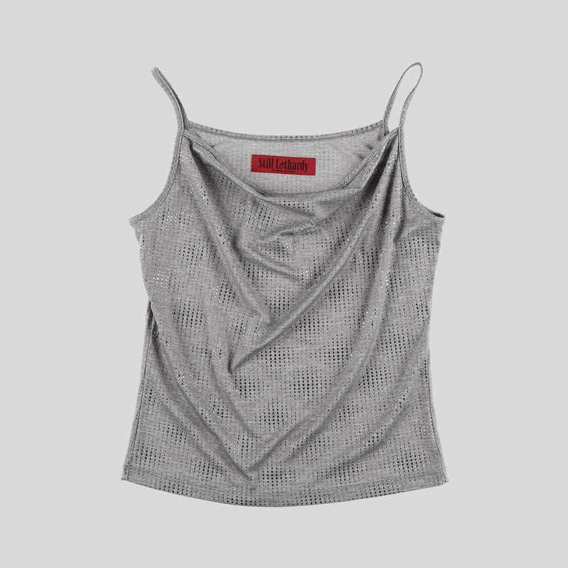 GLITTER COWL NECK CAMISOLE: GREY