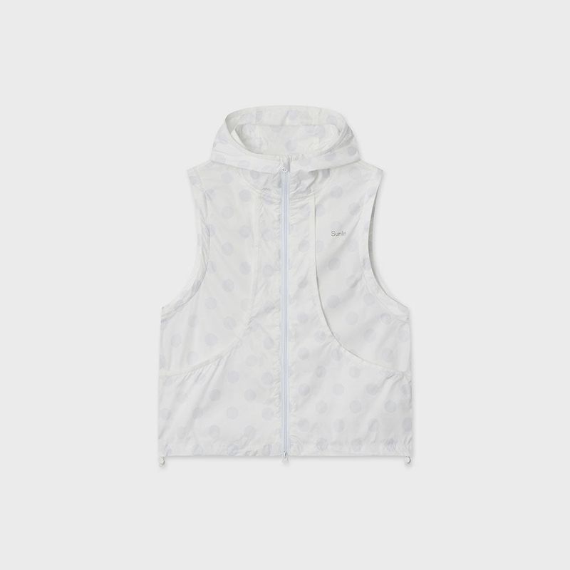 2Way Dot Hooded Wind Breaker (White)