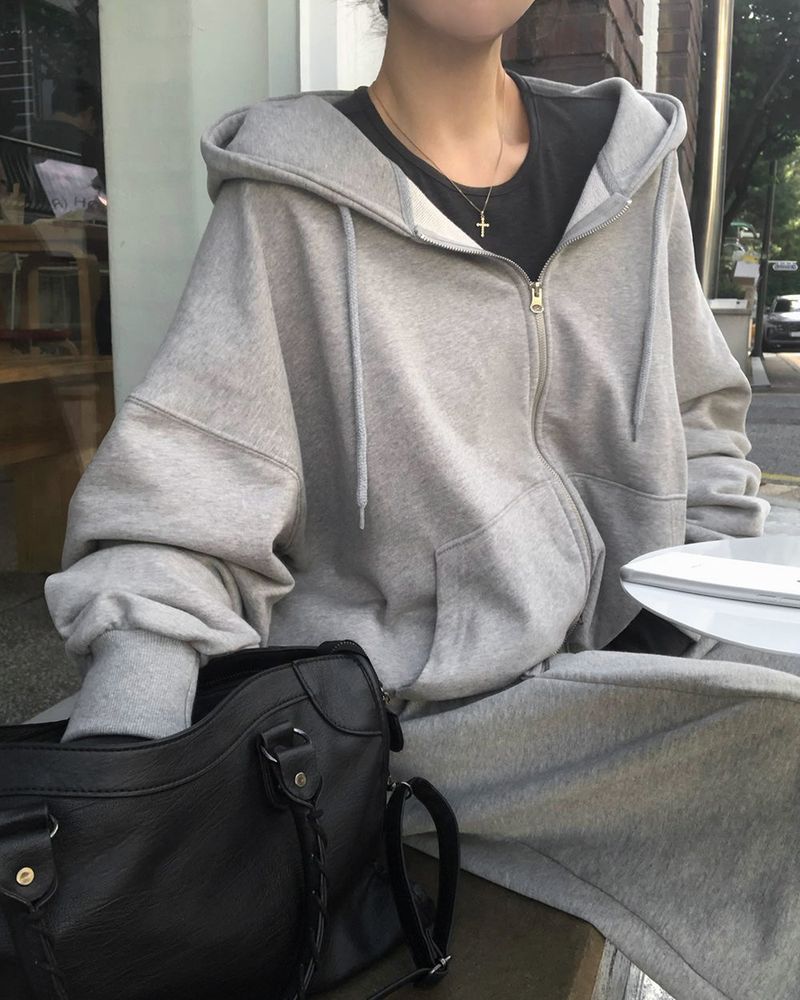 Code Oversized 2-Way Zip-Up Hoodie