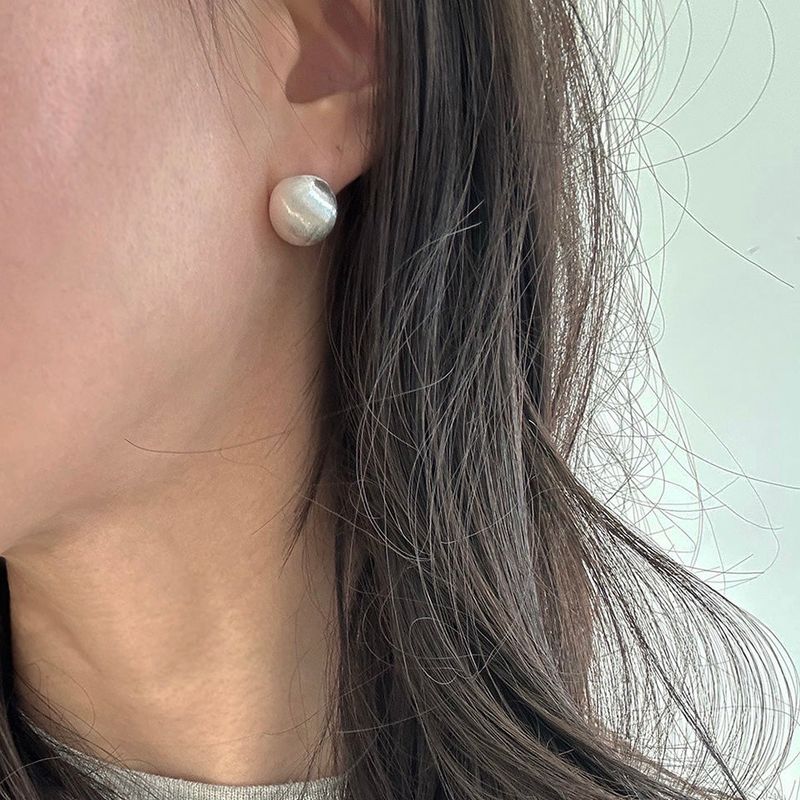 [925silver] Matt ball earring