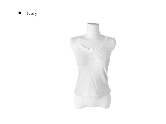 Chican Lace Frill Ribbed Slim Sleeveless