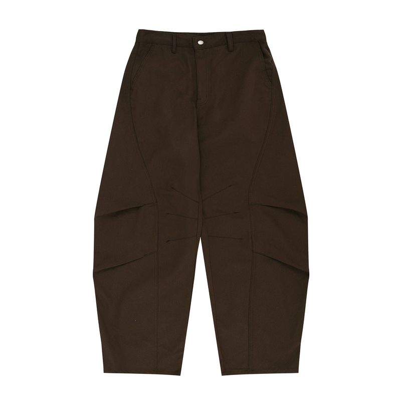 Structured Curved Chino Pants - Brown