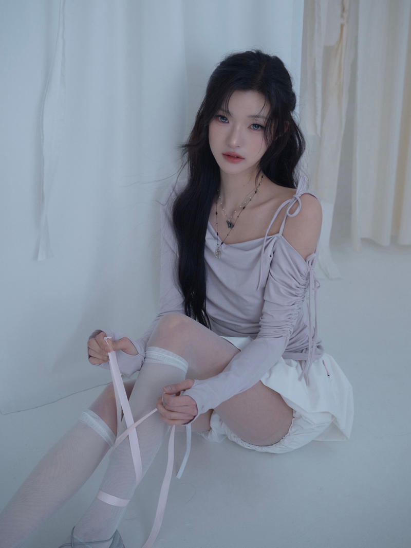 Cats Draping One-Shoulder Top