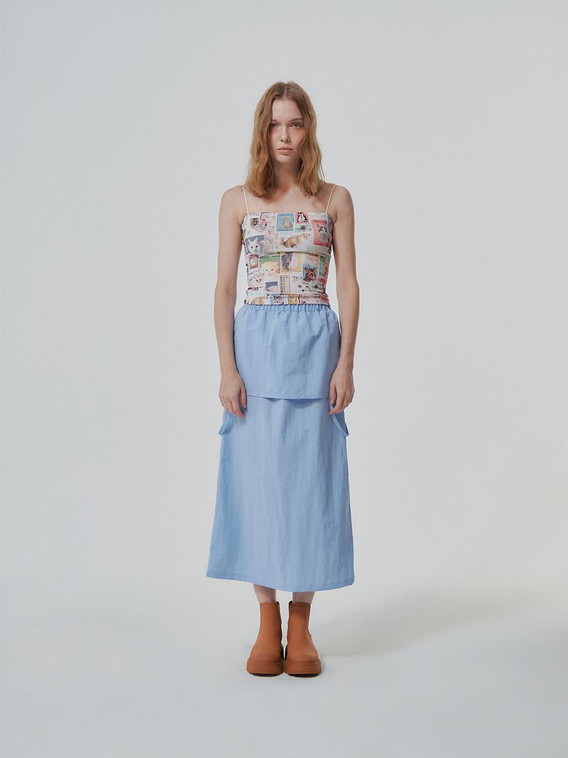 NYLON REVERSE LONG SKIRT (2 COLOR)